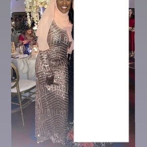 Shimmery sequin full length body con dress